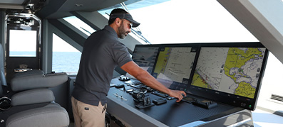 Man docking a yacht