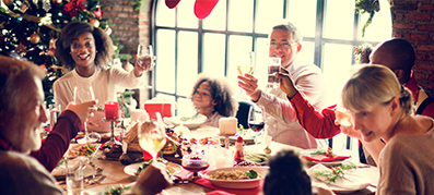 Family at a holiday dinner