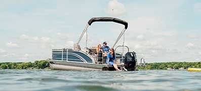 Family on a pontoon