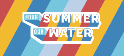 Our Summer Our Water logo with multicolored background