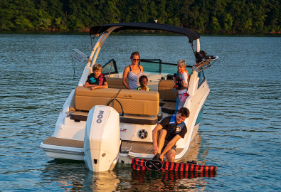 Family and friends having fun on a boat