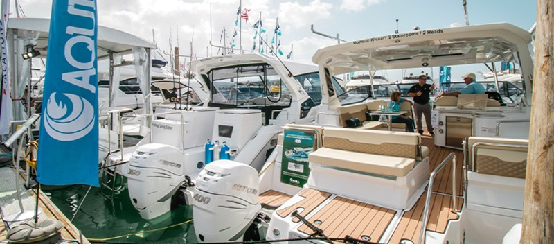 The Aquila booth at the Miami International Boat Show