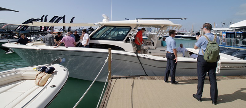 A Grady-White Canyon 456 at the Miami International Boat Show