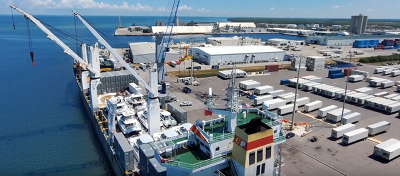 Port Manatee arial view with Aquila's on the ship