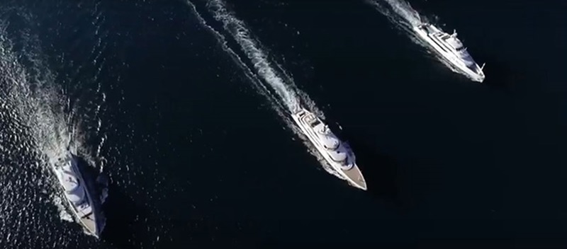 three benetti yachts cruising together