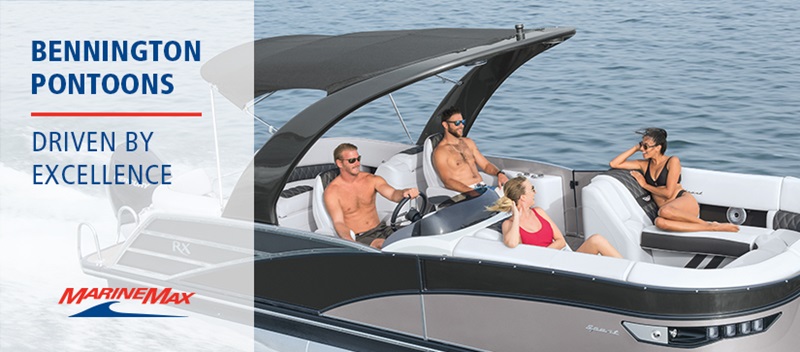 Four people in a bennington pontoon