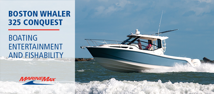 blue and white Boston Whaler Conquest 