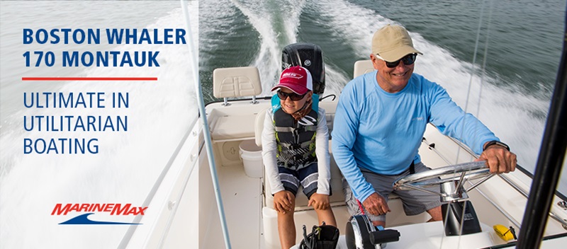 people at the helm of a 170 Montauk