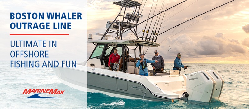 Boston Whaler Outrage in the water with group of people aboard