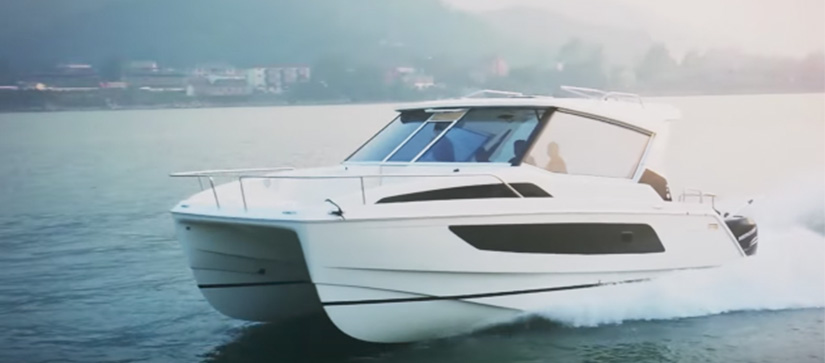 white boat running in water