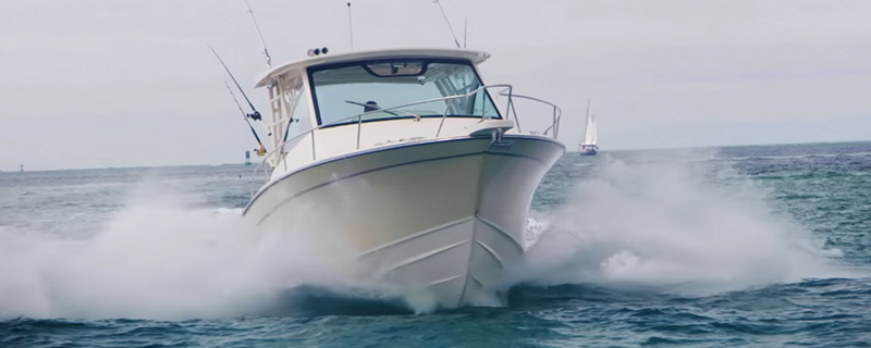 Boat cruising through the water - Grady-White Sea V2 Hull Video