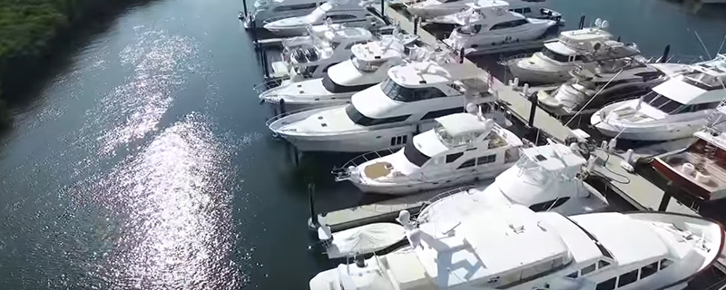 Line up of Yachts docked - Ocean Alexander East Coast Rendezvous Video