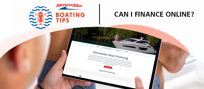 person looking at marinemax website on tablet