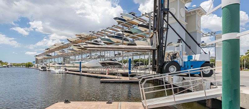View of High and Dry racks at Fort Myers Marina