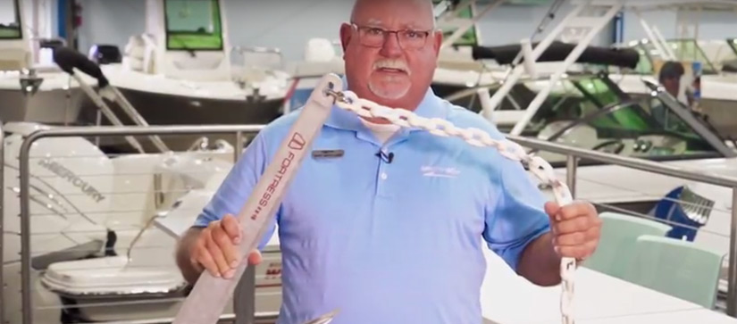 Man holding a chain - Boating Tips video about Danforth Anchor