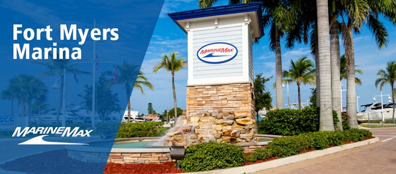 MarineMax Fort Myers Marina video thumbnail with MarineMax Fort Myers entrance pictured