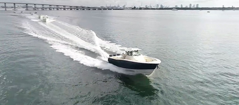 A Grady-White boat cruising 
