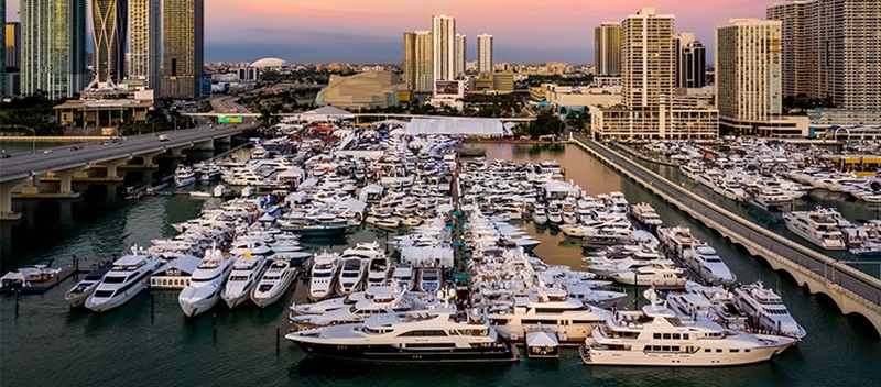 Aerial view of the Miami Yacht Show