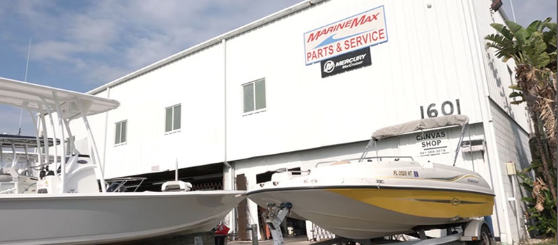 An exterior shot of a MarineMax service center