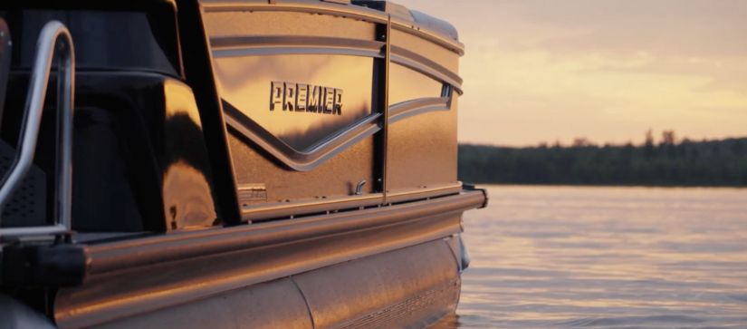 A side shot of a Premier pontoon
