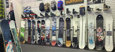 Snowboards display in store