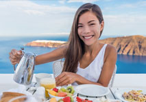 woman enjoying breakfast