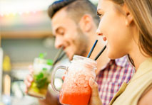 couple enjoying a cold drink