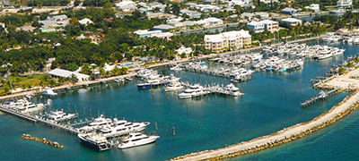 Aerial view of the Abaco Beach Resort Marina