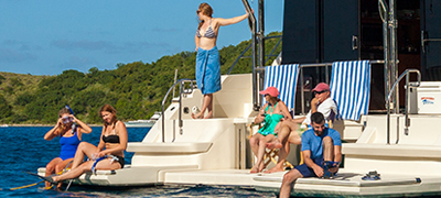 Family enjoying the stern deck