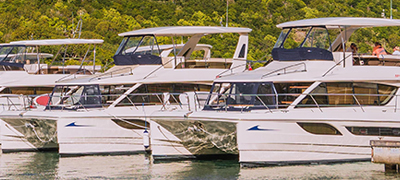 Docked yachts