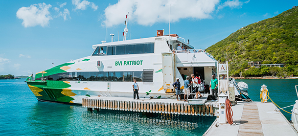 British Virgin Islands ferry boat loading passengers