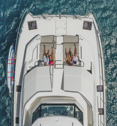 sky view of people lounging on a MarineMax charter