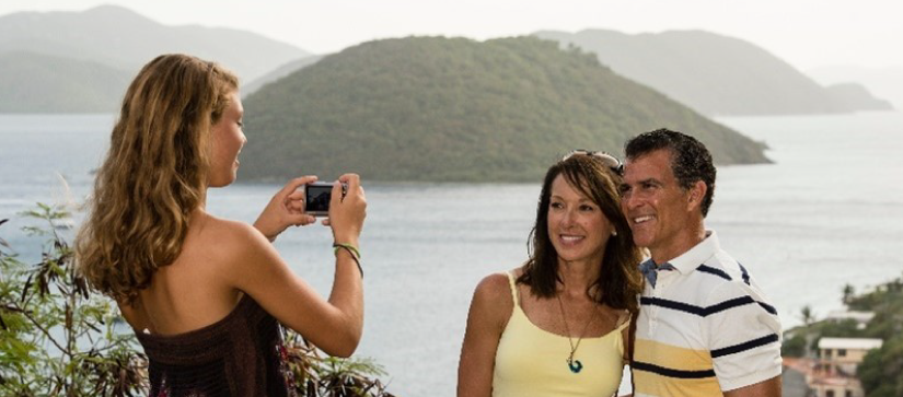 Tourists in the Bahamas taking pictures