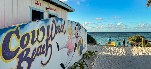 Side of Cow Wreck building with beach in the background