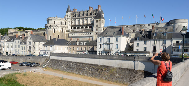 Woman taking photos of architecture in Croatia