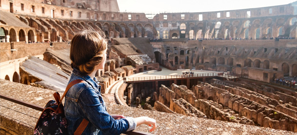 Woman enjoying Roman Architecture in Croatia