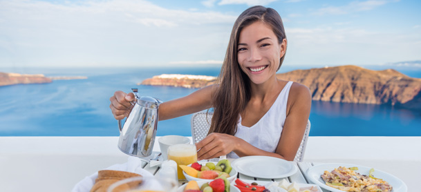 Woman enjoying breakfast