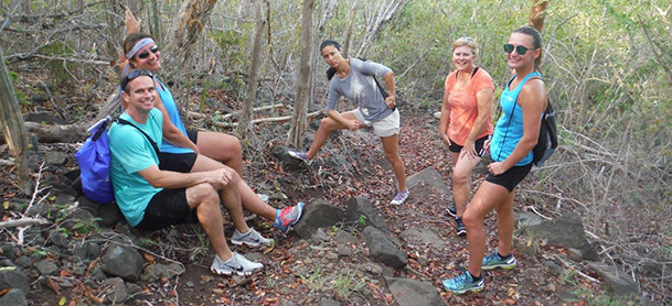 Group of people hiking in the BVI