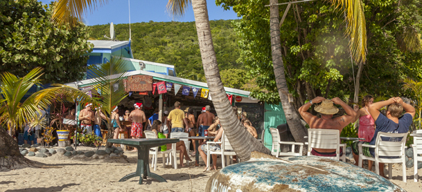 People at bar at the beach