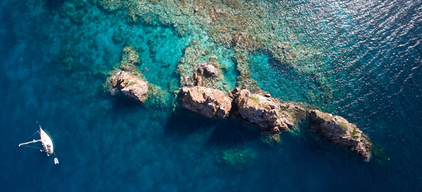 view of rocks in the ocean