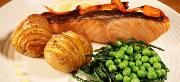 Salmon dish with vegetables