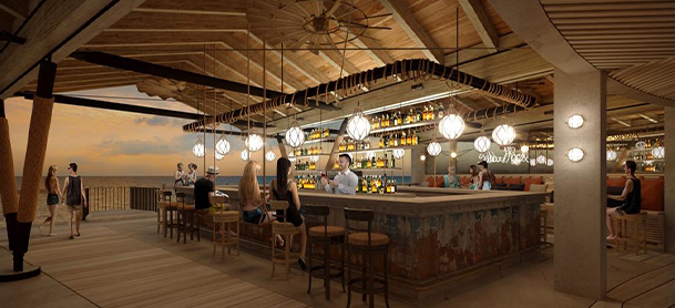 A bar at Saba Rock Resort