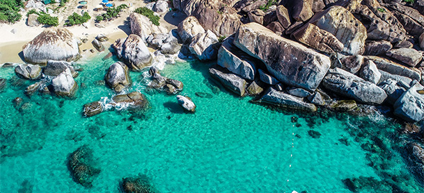 Overhead view of The Baths in the BVI
