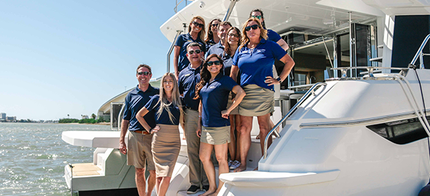 MarineMax Vacations team on a MarineMax boat