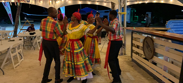 A group of people dancing for BVI Wreck Week