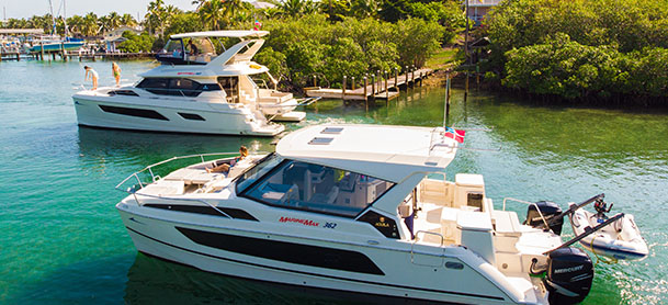 Two power catamarans in the Bahamas