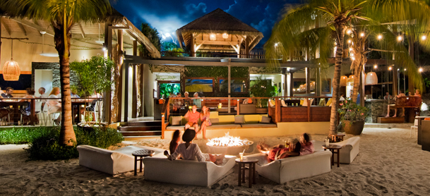 outdoor area at cocomaya with firepit