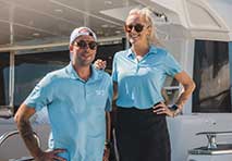 captain fabrizio and chef janey on the marinemax545   grace