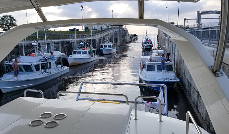 view of lock from flybridge