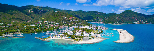 An aerial shot of the British Virgin Islands